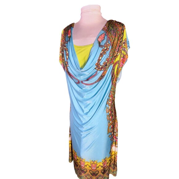 Multicolor Paisley Cowl Neck Dress By One World Size M Womens - Picture 4 of 8